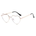 JOVAKIT Heart Shaped Blue Light Blocking Glasses for Women Fashion Vintage Lovely Style Metal Frame Eyeglasses (Rose Gold)