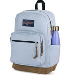 JanSport Right Pack Backpack – Travel, Work, or Laptop Bookbag with Leather Bottom, Blue Dusk