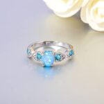 CiNily Opal Rings for Women-18K Silver Plated Blue Fire Opal Zirconia Women Jewelry Gemstone Engagement Anniversary Ring Size 8