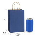 BagDream Kraft Paper Bags 100Pcs 5.25×3.75×8 Inches Small Paper Gift Bags with Handles Wedding Party Favor Bags Shopping Retail Merchandise Bags Navy Blue Gift Bags Paper Sacks Bulk