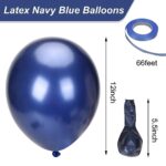 RUBFAC 65pcs Navy Blue Latex Balloons, 12 Inches Pearl Navy Blue Helium Party Balloons with Ribbon for Wedding, Birthday, Graduation, Baby Shower, Bridal Shower
