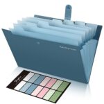 SKYDUE Expanding File Organizer with 8 Pockets, Accordion File Folders with Labels, Portable Document Paper Organizer, A4 Letter Size, Misty Blue
