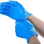 Basic Disposable Vinyl Gloves 100Pcs, Medium Size, Cleaning Gloves, Food Service Gloves, Powder Free, Latex Free, Non-Sterile for All Purposes Gloves, Blue (BMPF3002)