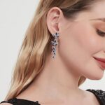 UDYLGOON Women Chandelier Wedding Prom Earrings Cubic Zirconia Crystal Drop Dangle Earrings for Bride (Royal Blue)
