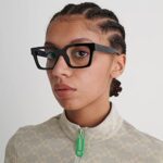 AIEYEZO Square Thick Frame Glasses for Women Men Fashion Blue Light Glasses Trendy Chic Computer Eyeglasses (Black)