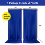 10ft x 10ft Royal Blue Backdrop Curtains for Party Stage Wedding Ceremony Light Filtering Curtains Photography Backdrop for Baby Showers Rod Pocket Home Sliding Door Decoration, 5ft x 10ft, 2 Panels
