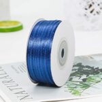 Blue Ribbon – Solid Color Thin Satin Ribbon,1/8 inch x 100 Yards Double Face Gift Ribbon for Crafts