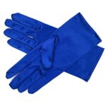 Gionforsy Short Satin Opera Gloves Formal Wrist Gloves Tea Party Banquet Gloves Wedding Dancing Gloves (Blue)