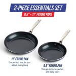 Blue Diamond Cookware Diamond Infused Ceramic Nonstick 9.5″ and 11″ Frying Pan Skillet Set, PFAS-Free, Dishwasher Safe, Oven Safe, Blue