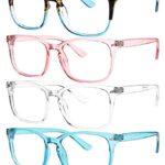 Blue Light Blocking Computer Glasses Anti Glare Reduce Eyestrain Eyeglasses for Computers Screens for Men and Women (4 Pack)