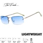 The Fresh Minimalist Small Rectangular Sunglasses Clear Eyewear Spring Hinge – Gift Box Package (204-Silver, Gradient Blue, 51)