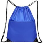 AirBuyW Drawstring Backpack, 210D Nylon Foldable Sports Gym Drawstring Tote Bag pack Sack W Zipper Side Pocket For Men Women Royal Blue