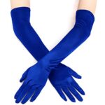 EORUBE Long Opera 1920s Satin Gloves for Women Elbow Length Party Costume Gloves (Smooth 20.5″ – Blue)