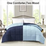 Homelike Moment Queen Lightweight Comforter Navy – All Season Down Alternative Bed Comforter Summer Duvet Insert Quilted Reversible Comforters Full/Queen Size Navy/Light Blue