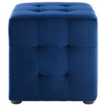 Modway Contour Tufted Button Cube Performance Velvet Ottoman, Navy 15.5″L x 15.5″H