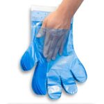 TRONEX 2000 Pack Blue Poly Disposable Gloves with Hang Tabs, Unisize, Food Prep Plastic Glove, Wall Hanging Poly Gloves