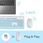 Wireless Keyboard Mouse Combo, MageGee V650 Quiet Full Size 2.4G Ultra-Thin Wireless Keyboard and Mouse Set with Number Pad for Windows, Desktop, Laptop, PC, White Blue
