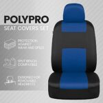 BDK PolyPro Car Seat Covers Full Set in Blue on Black – Front and Rear Split Bench Seat Covers, Easy to Install, Car Accessories for Auto Trucks Van SUV