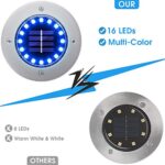 NFESOLAR Solar Outdoor Lights with 16 LEDs, Blue Color Bright Solar Ground Lights Outdoor, Waterproof Solar Disk Lights for Pathway Garden Yard Lawn Walkway Driveway (8 Pack)