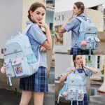 Hey Yoo Cute School Backpack for Girls Backpack for School Bag Kids Backpacks for Girls Kawaii Bookbag for Teen Girls (Blue)
