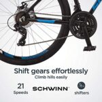 Schwinn GTX 2.0 Comfort Adult Hybrid Bike for Men and Women, Dual Sport Bicycle, 700c Wheels, 18-Inch Step-Over Aluminum Frame, 21-Speed Twist Shifters, Mechanical Disc Brake, Black/Blue