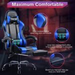 GTPLAYER Gaming Chair, Computer Chair with Footrest and Lumbar Support, Height Adjustable Game Chair with 360°-Swivel Seat and Headrest and for Office or Gaming (Blue)