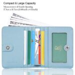 FUNTOR Leather Wallet for women, Ladies Small Compact Bifold Pocket RFID Blocking Wallet for Women, Light Blue