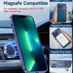 MAGIC JOHN Magnetic Case for iPhone 13 Pro Max Phone Case[Compatible with Magsafe] [with Magnetic Mental Stand][Military Grade Shockproof][Anti Yellowing],Translucent Matte Back with Soft Edge,Blue