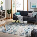 SAFAVIEH Madison Collection Area Rug – 8′ x 10′, Grey & Blue, Modern Abstract Design, Non-Shedding & Easy Care, Ideal for High Traffic Areas in Living Room, Bedroom (MAD460K)