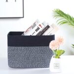 MINTWOOD Design Storage Basket for Shelves, Playroom and Classroom Storage Basket, Book Basket, Decorative Storage Cube Bin, Woven Closet Organizer, Baby Nursery Basket, Navy Blue