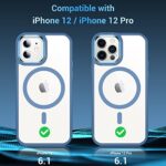 Temdan Magnetic Case for iPhone 12 Case & iPhone 12 Pro Case Clear,[Compatible with Magsafe 12 FT Shockproof ][2 Pcs Glass Screen Protector] [Not Yellowing] Slim Thin Phone Case Cover -Blue