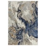 LUXE WEAVERS Marble Collection Blue Area Rug 5×7 Modern Abstract Swirl Design Non-Shedding Carpet