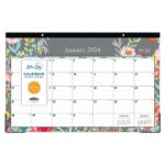 Blue Sky 2024 Monthly Desk Pad Calendar, January – December, 17″ x 11″, Trim Tape Binding, Two-Hole Punched, Ruled Blocks, Sophie (140089-24)