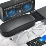 Stylish Blue Light Computer Blocking Glasses for Men and Women – Ease Digital Eye Strain, Dry Eyes, Headaches and Blurry Vision – Instantly Blocks Glare from Computers and Phone Screens, Case Included
