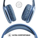 iJoy Ultra Wireless Headphones with Microphone- Rechargeable Over Ear Wireless Bluetooth Headphones with 10Hr Playtime, SD Slot, Backup Wire- Soft Cushion Wireless Headset with Mic (Blue)