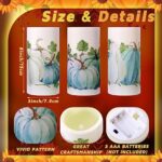 ROCEEI 3 Pack Fall Pumpkin Flameless Candles White and Blue Pumpkins Real Wax LED Candles for Fall Autumn Thanksgiving Harvest Farmhouse Thanksgiving Decoration