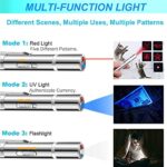 Cat Laser Toy, Red Dot LED Light Pointer Interactive Toys Indoor Cats DogsLaser, Long Range 5 Modes Lazer Projection Playpen for Kitten Outdoor Pet Chaser Tease Stick Training Exercise,USB Recharge