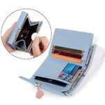 UTO Small Wallet for Women PU Leather Leaf Pendant Card Holder Organizer Coin Purse B Light Blue