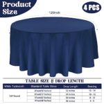 4 Pack Round Tablecloth 120 Inch Polyester Round Table Cloth Navy Blue Tablecloths for Round Tables Washable Fabric Table Covers for Wedding Dining Table Buffet Parties Banquet Decoration?Navy Blue?