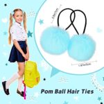 8 Pcs Pom Pom Hair Ties Fluffy Elastic Hair Ties Hair Accessories for Girls Ball Scrunchie Ball Hair Ties Christmas for Girls Toddlers Pigtail, 4 Colors (Navy Blue, Lake Blue, Light Blue, Sky Blue)