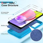 LeYi Samsung A03S Phone Case, Galaxy A03S Case with [2 Pack] Tempered Glass Screen Protector & Camera Lens Protector, Liquid Silicone Slim Silky-Soft Phone Case Galaxy A03S (6.5 Inch), Sky Blue