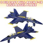 ArtCreativity Jumbo Diecast F-18 Blue Angel Jets with Pullback Mechanism, Set of 2, Diecast Metal Jet Plane Fighter Toys for Boys, Air Force Military Cake Decorations, Aviation Party Favors