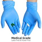 Large Disposable Vinyl Exam Gloves, 4 Mil-Thick -Latex Free Powder Free, Food Safe, Cleaning Gloves-Blue, 100 count