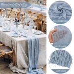 6 Pieces Dusty Blue 10FT Cheesecloth Table Runner Boho Gauze Fabric Table Runner Rustic Sheer Runner for Wedding Birthday Baby Shower Party Boho Table Decoration?Dusty Blue?