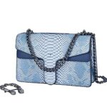 GLOD JORLEE Stylish Chain Satchel Handbags For Women – Luxury Snake-Printed Leather Shoulder Crossbody Bag Evening Clutch Tote Purse (blue)