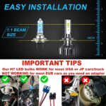 DUOLUTONG H7 Blue LED Headlight Bulbs, 8000K Super Bright Bule Headlight with Cooling Fan, 14000 Lumens High or Low Beam Fog Lights Conversion Kit IP68 Waterproof, Pack of 2