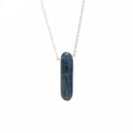 Gempires Natural Raw Kyanite Pendant Necklace, Handmade Jewelry, 16 + 2 Inch Silver Plated Adjustable Chain (Kyanite)