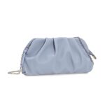CHARMING TAILOR Chic Soft Vegan Leather Clutch Bag Dressy Pleated PU Evening Purse for Women (Powder Blue)