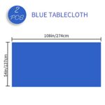 Table Cloth Rectangle Table, Blue Plastic Table Cloth, Disposable Table Cloths for Parties, 2 Pack Blue Tablecloth, Plastic Table Cover, Dining Tablecloths for Party, Picnic, Camping, 54 x 108 Inch