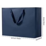 Katfort Large Navy Blue Gift Bag with Handles 12 Pack, 16”×6”×12” Extra Large Gift Bag with Ribbon Handles, Reusable Heavy Duty Kraft Paper Bags Bulk for Shopping, Wedding, Party, Gift, Retail